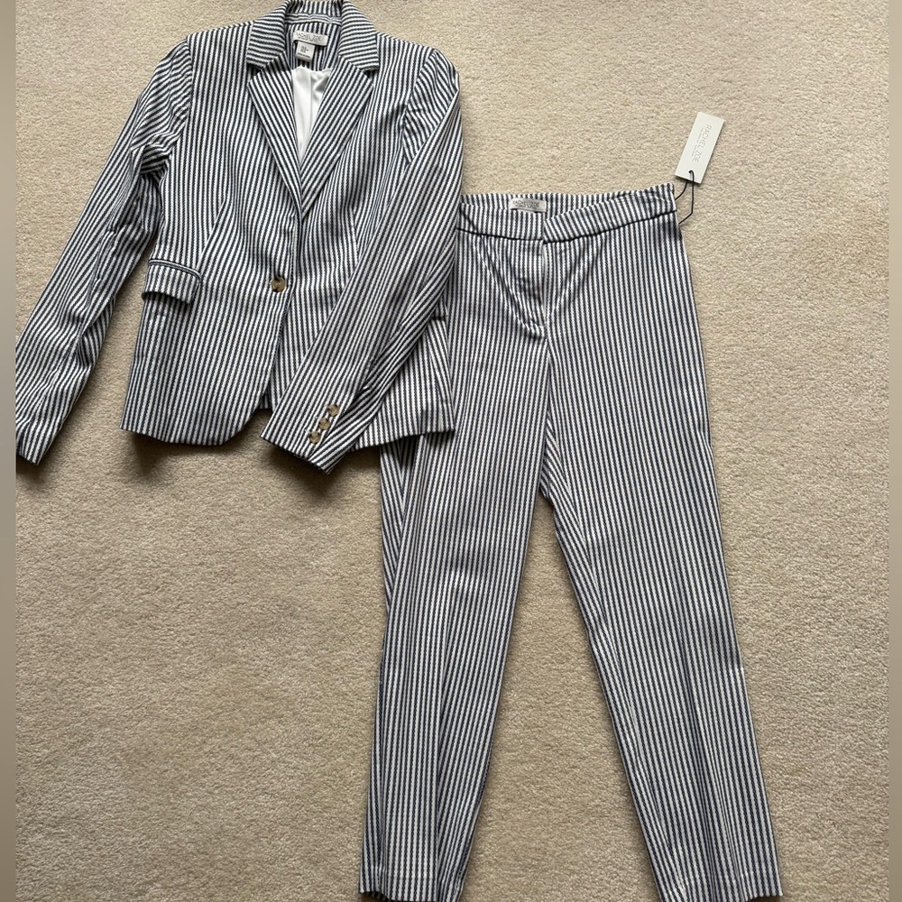 Rachel Zoe Navy and White Pinstripe Blazer and Capri Pants set